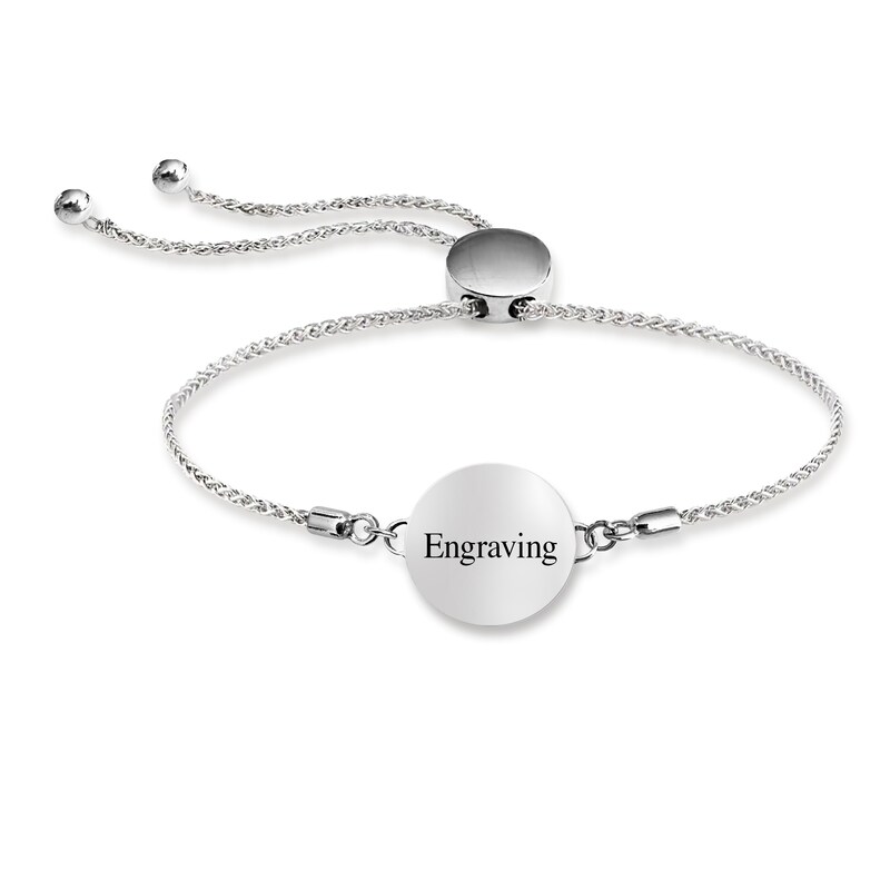 Main Image 2 of Engravable Photo Cuban Chain Frame Bolo Bracelet in Sterling Silver (1 Image and Line)
