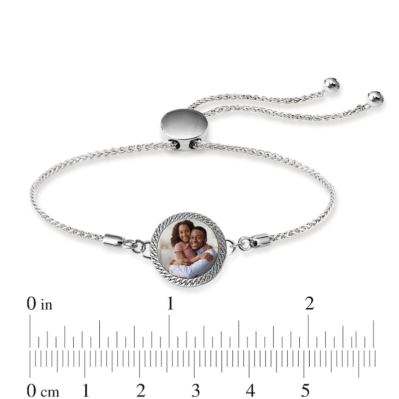 Main Image 3 of Engravable Photo Cuban Chain Frame Bolo Bracelet in Sterling Silver (1 Image and Line)