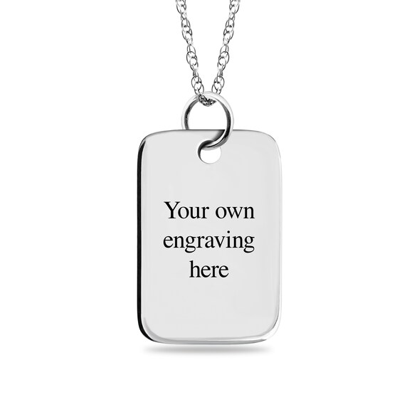 Engravable Fingerprint Rectangle Pendant in Sterling Silver (1 Fingerprint, Name, and Line)