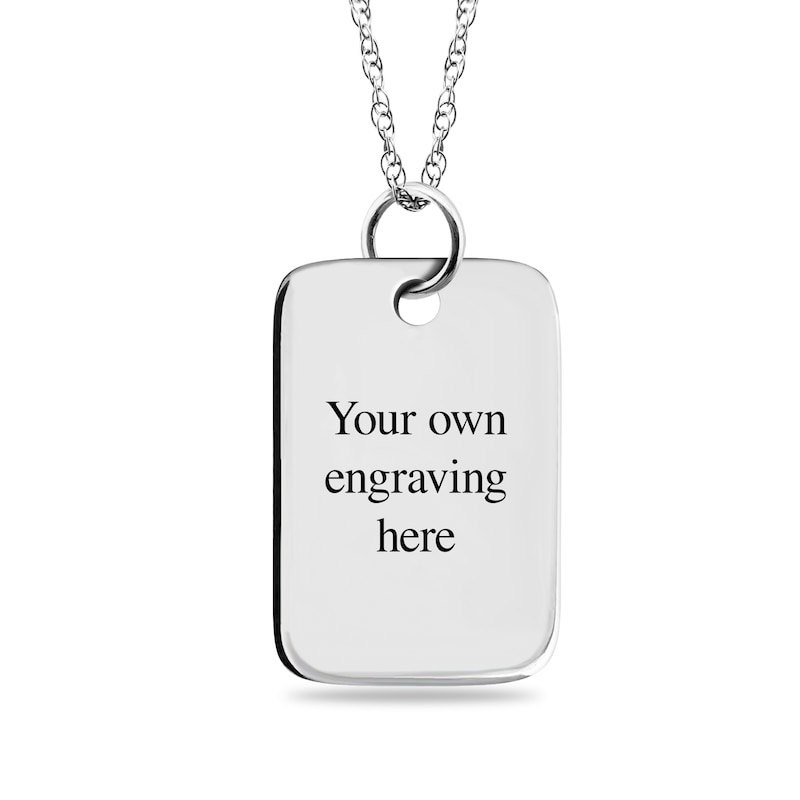 Main Image 2 of Engravable Fingerprint Rectangle Pendant in Sterling Silver (1 Fingerprint, Name, and Line)