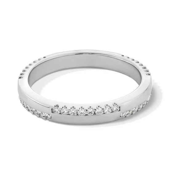 1/4 CT. T.w. Diamond Alternating Double Row Stackable Anniversary Band in 10K White Gold