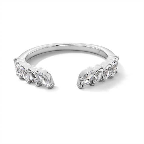 1/2 CT. T.w. Marquise-Cut Diamond Tilted Open Shank Stackable Anniversary Band in 14K White Gold - Size 7