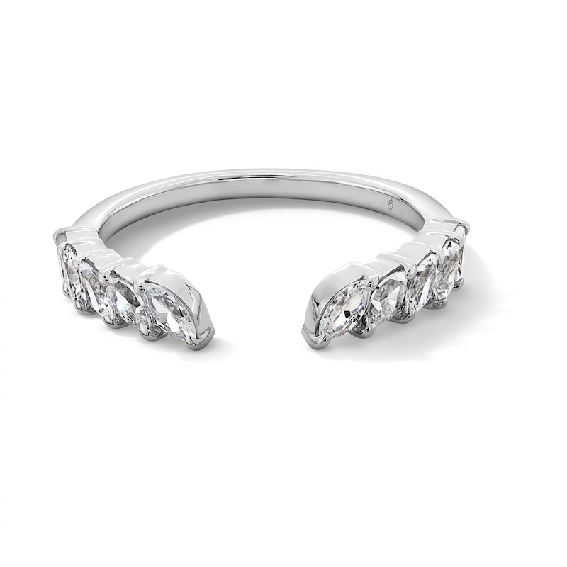 Main Image 1 of 1/2 CT. T.W. Marquise-Cut Diamond Tilted Open Shank Stackable Anniversary Band in 14K White Gold - Size 7