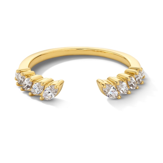 1/2 CT. T.w. Marquise-Cut Diamond Tilted Open Shank Stackable Anniversary Band in 14K Gold - Size 7
