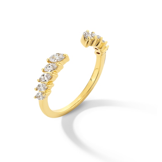 1/2 CT. T.w. Marquise-Cut Diamond Tilted Open Shank Stackable Anniversary Band in 14K Gold - Size 7