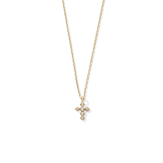 Lab-Grown Diamond Accent Cross Pendant in 10K Gold