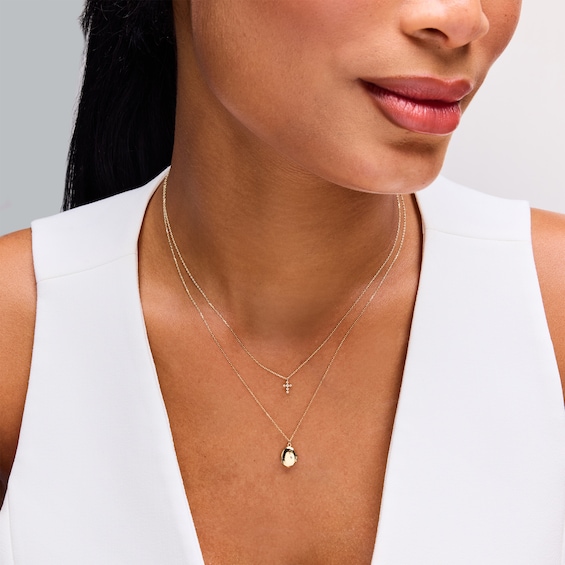 Lab-Grown Diamond Accent Cross Pendant in 10K Gold