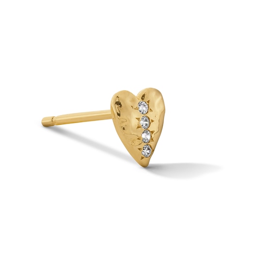 Lab-Created Diamond Accent Heart Single Cartilage Stud Earring in 14K Gold