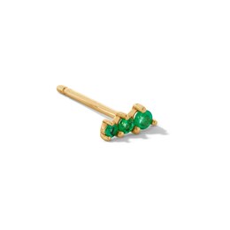 Emerald Graduated Trio Single Cartilage Stud Earring in 14K Gold
