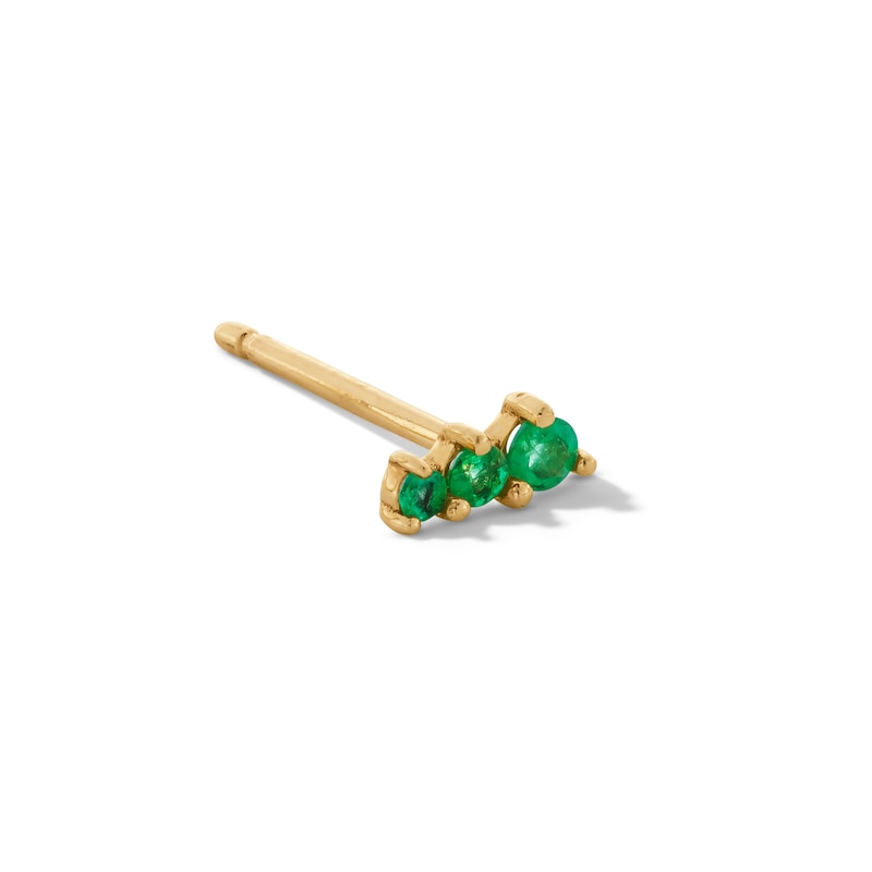 Main Image 1 of Emerald Graduated Trio Single Cartilage Stud Earring in 14K Gold