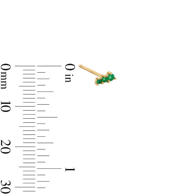 Main Image 3 of Emerald Graduated Trio Single Cartilage Stud Earring in 14K Gold