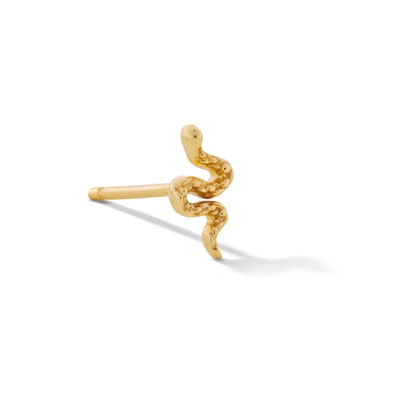 Snake Single Cartilage Stud Earring in 14K Gold