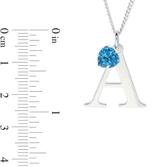 5.0mm Heart-Shaped Birthstone Charm Initial Pendant in Sterling Silver (1 Stone and Letter)
