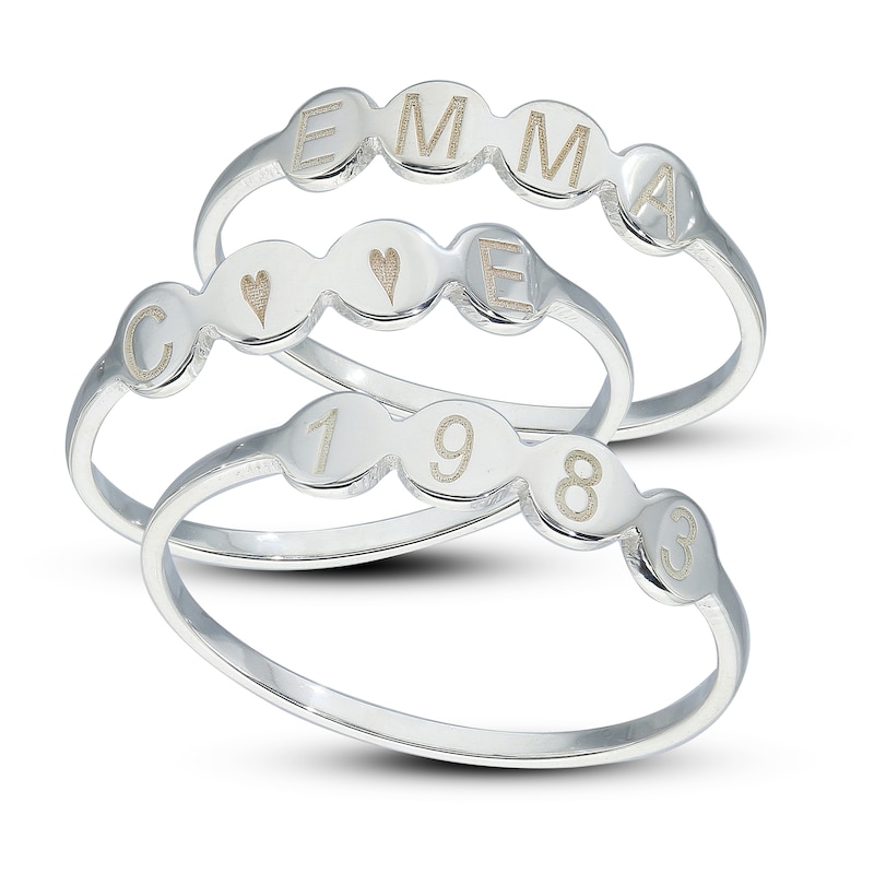 Main Image 3 of Engravable Bubble Ring in Sterling Silver (1 Line)
