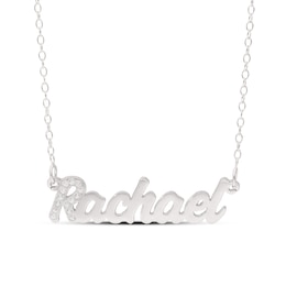 White Lab-Created Sapphire Name Necklace in Sterling Silver (1 Line) - 16"