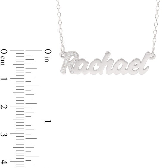 White Lab-Created Sapphire Name Necklace in Sterling Silver (1 Line) - 16"