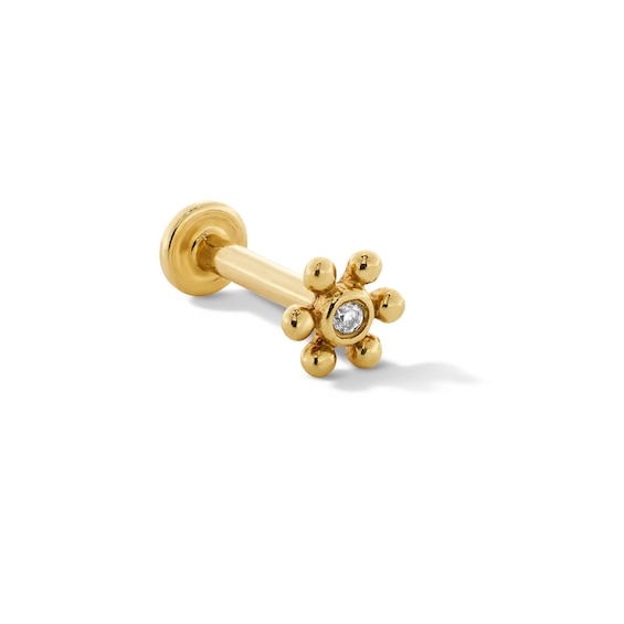 Lab-Grown Diamond Accent Flower Single Cartilage Stud Earring in 14K Gold