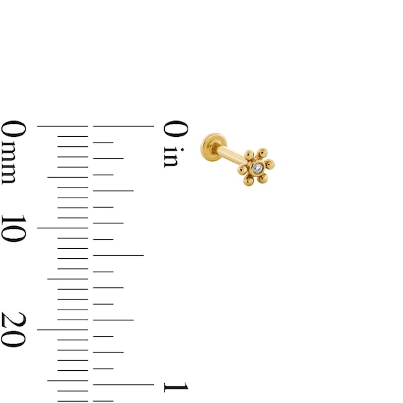 Lab-Grown Diamond Accent Flower Single Cartilage Stud Earring in 14K Gold