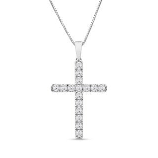 1 CT. T.W. Lab-Grown Diamond Cross Pendant in 14K White Gold (F/SI2)