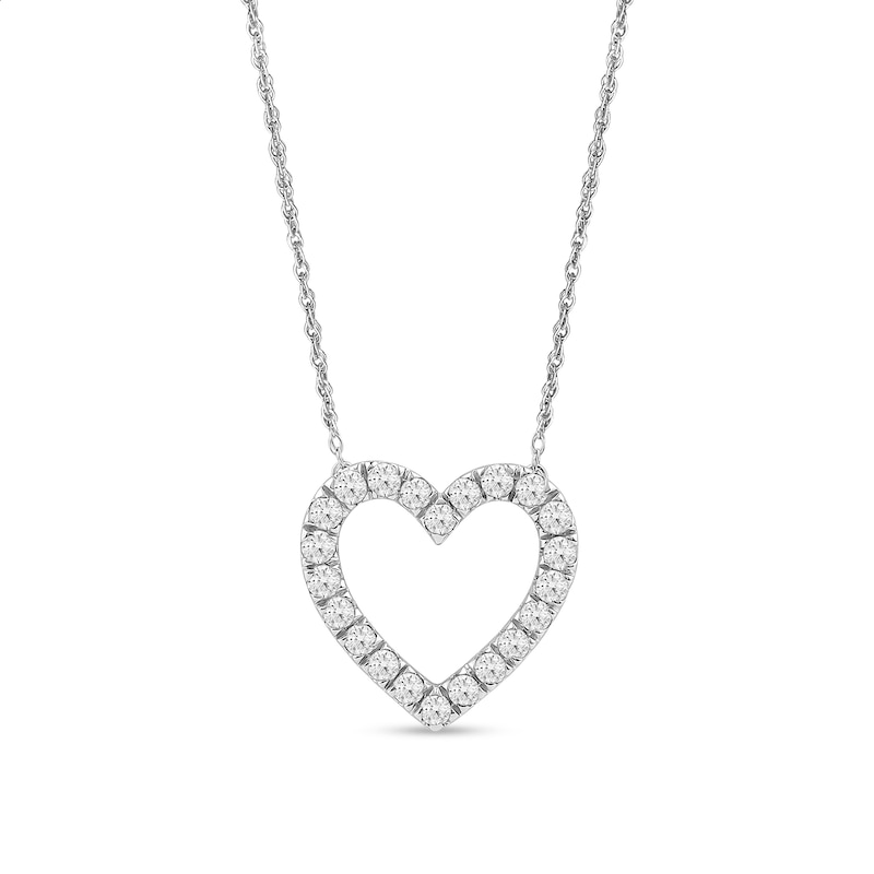 Main Image 1 of 1/2 CT. T.W. Certified Lab-Grown Diamond Heart Necklace in 14K White Gold (F/SI2)