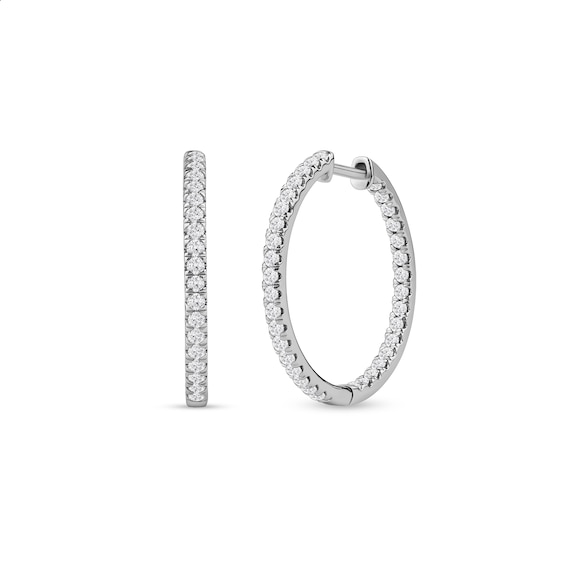 1 CT. T.w. Certified Lab-Grown Diamond Inside-Out Hoop Earrings in 14K White Gold (F/Si2)