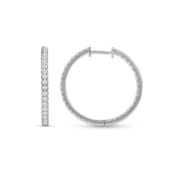 1 CT. T.w. Certified Lab-Grown Diamond Inside-Out Hoop Earrings in 14K White Gold (F/Si2)