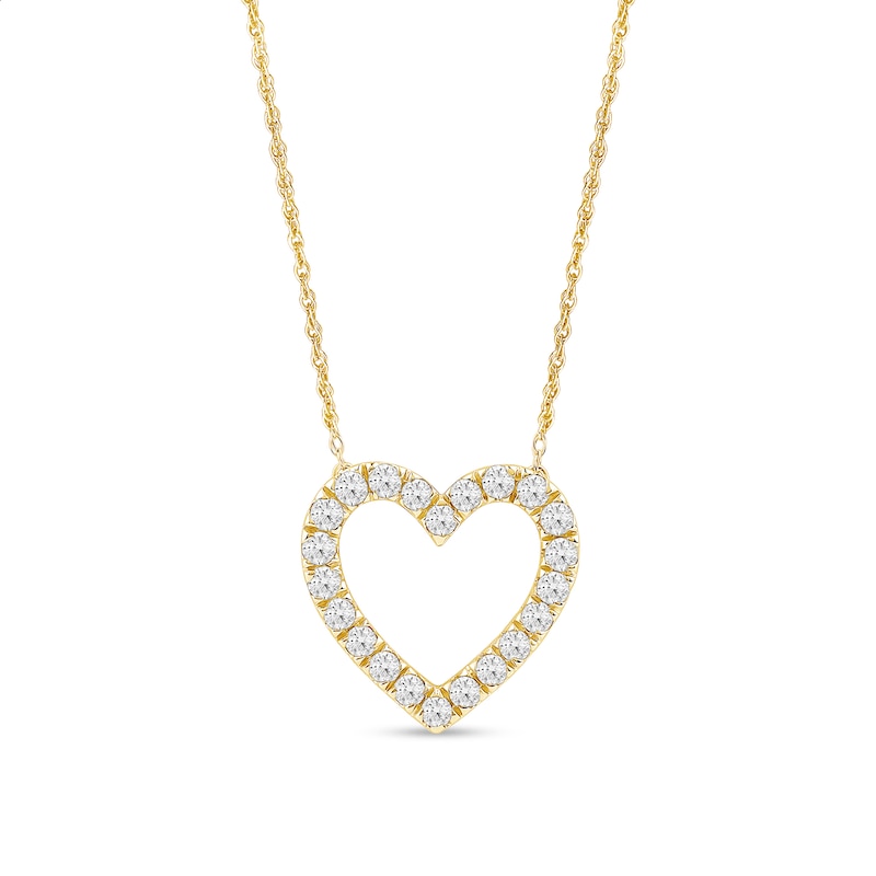 Main Image 1 of 1/2 CT. T.W. Certified Lab-Grown Diamond Heart Necklace in 14K Gold (F/SI2)