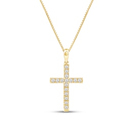 1/4 CT. T.W. Certified Lab-Grown Diamond Cross Pendant in 14K Gold (F/SI2)