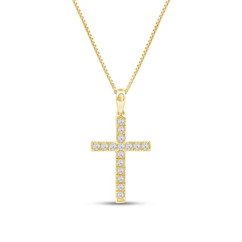 Main Image 1 of 1/4 CT. T.W. Certified Lab-Grown Diamond Cross Pendant in 14K Gold (F/SI2)