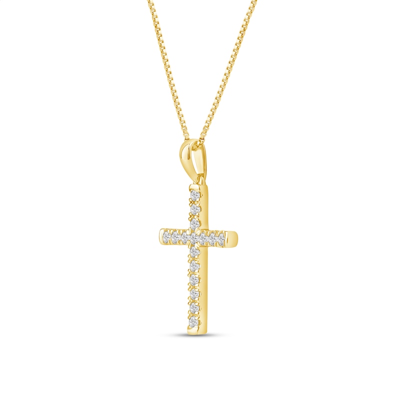 Main Image 2 of 1/4 CT. T.W. Certified Lab-Grown Diamond Cross Pendant in 14K Gold (F/SI2)