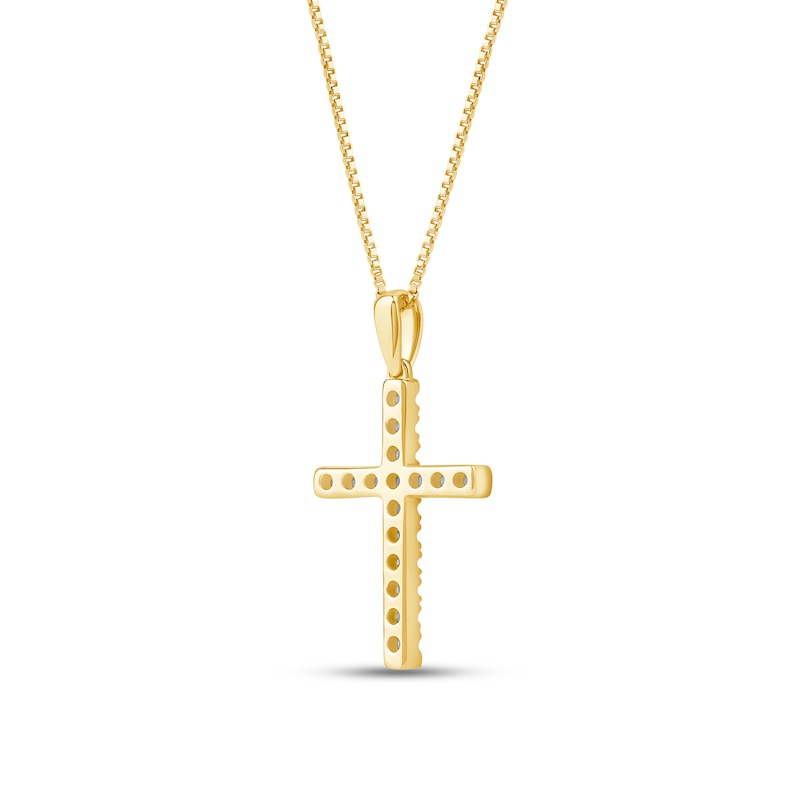 Main Image 3 of 1/4 CT. T.W. Certified Lab-Grown Diamond Cross Pendant in 14K Gold (F/SI2)