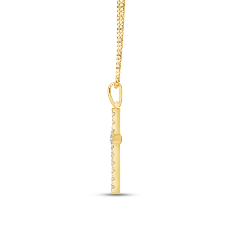 Main Image 4 of 1/4 CT. T.W. Certified Lab-Grown Diamond Cross Pendant in 14K Gold (F/SI2)