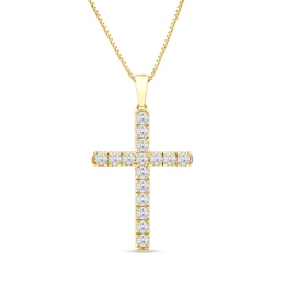 1 CT. T.W. Certified Lab-Grown Diamond Cross Pendant in 14K Gold (F/SI2)
