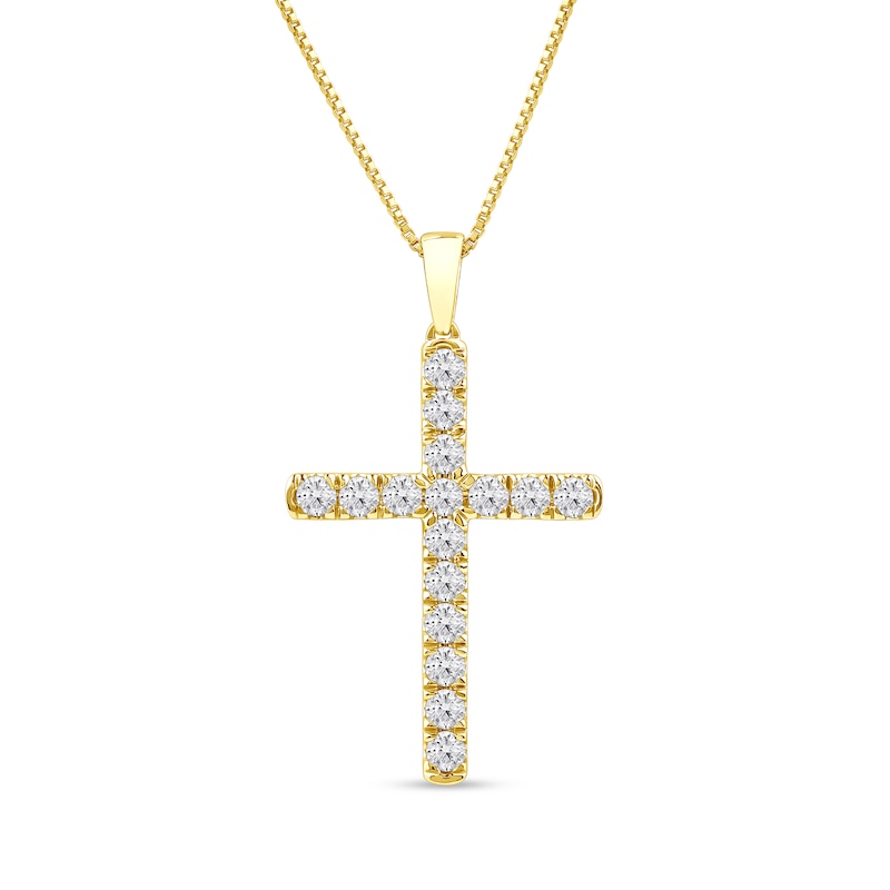 Main Image 1 of 1 CT. T.W. Certified Lab-Grown Diamond Cross Pendant in 14K Gold (F/SI2)
