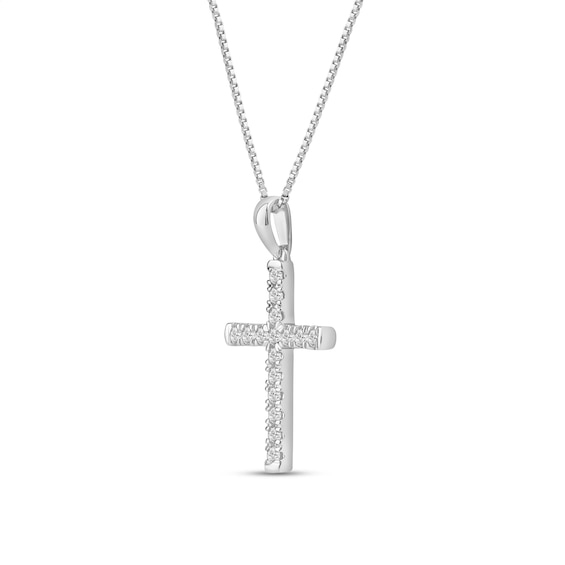1/4 CT. T.w. Lab-Grown Diamond Cross Pendant in 14K White Gold (F/Si2)