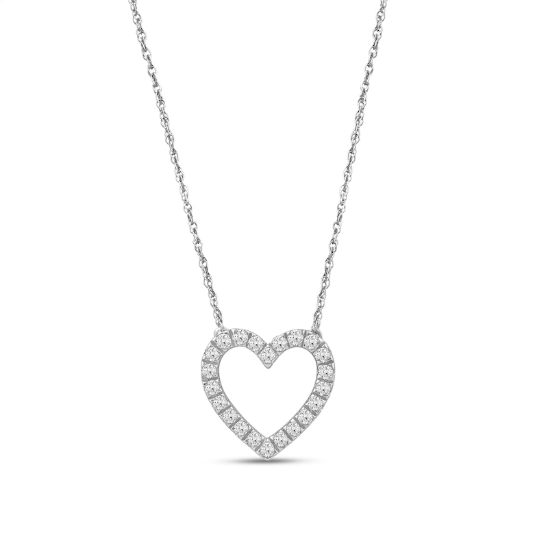Main Image 1 of 1/4 CT. T.W. Certified Lab-Grown Diamond Heart Necklace in 14K White Gold (F/SI2)