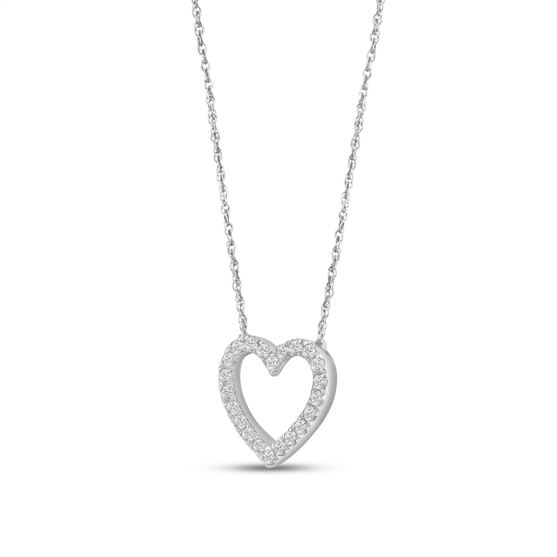 Main Image 2 of 1/4 CT. T.W. Certified Lab-Grown Diamond Heart Necklace in 14K White Gold (F/SI2)