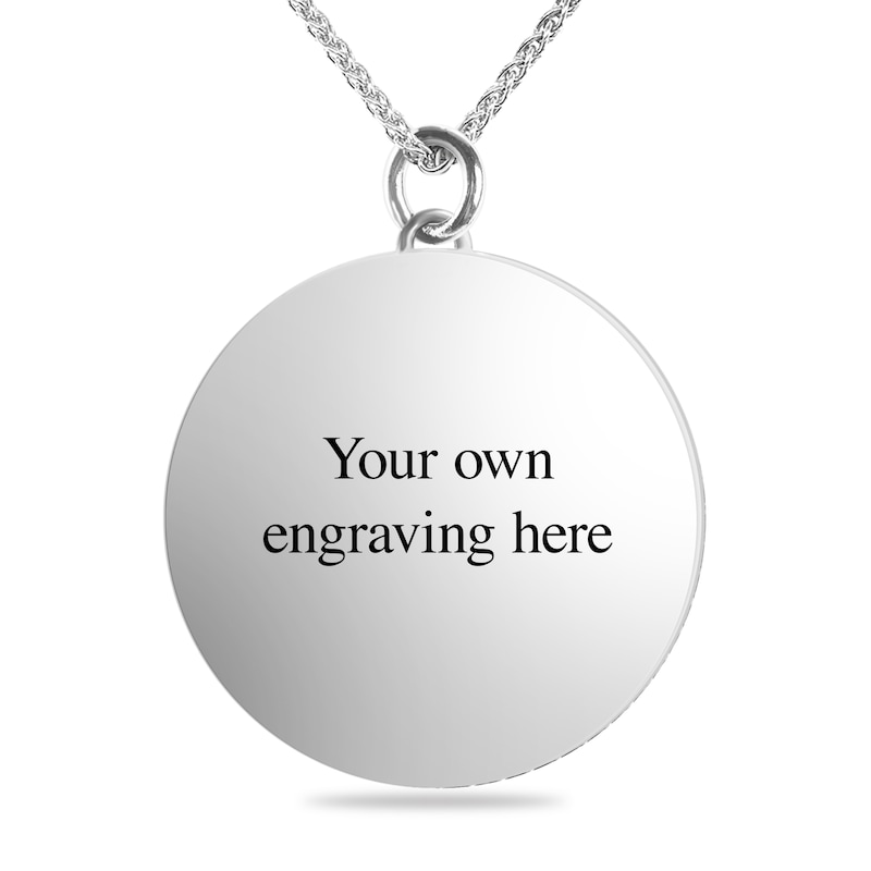 Main Image 2 of Engravable Inspirational Compass Medallion Pendant in Sterling Silver (4 Lines) - 22”