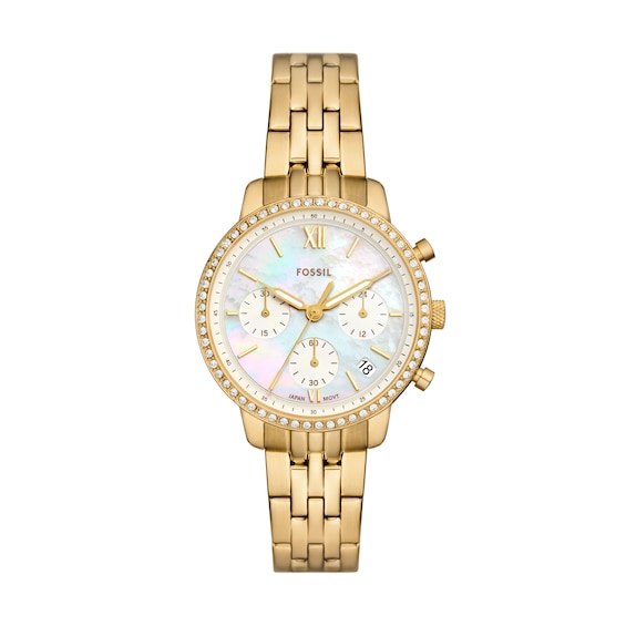 Ladiesâ Fossil Neutra Chronograph Watch with Mother-of-Pearl Dial and Crystal Bezel (Model: Es5358)