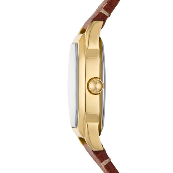 Ladies’ Fossil Harlow Octagonal Watch with Cream Dial and Brown Leather Strap (Model: Es5364)