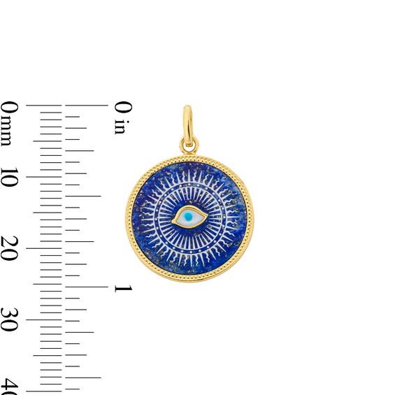 Sodalite and Mother-of-Pearl Evil Eye Medallion Necklace Charm in Sterling Silver with 18K Gold Plate
