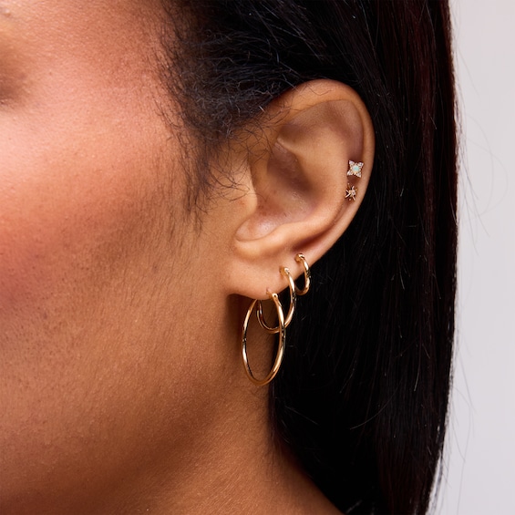 Lab-Grown Diamond Accent Star Single Cartilage Stud Earring in 14K Gold