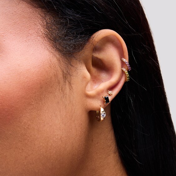 Lab-Grown Diamond Accent Star Single Cartilage Stud Earring in 14K Gold