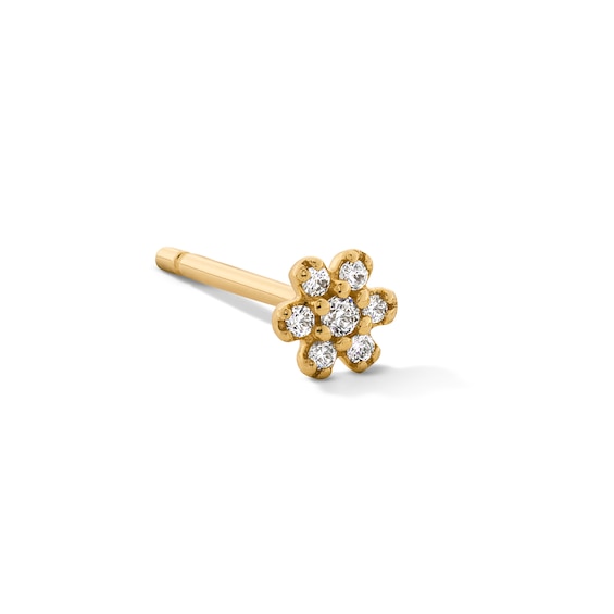 Lab-Grown Diamond Accent Flower Single Cartilage Stud Earring in 14K Gold