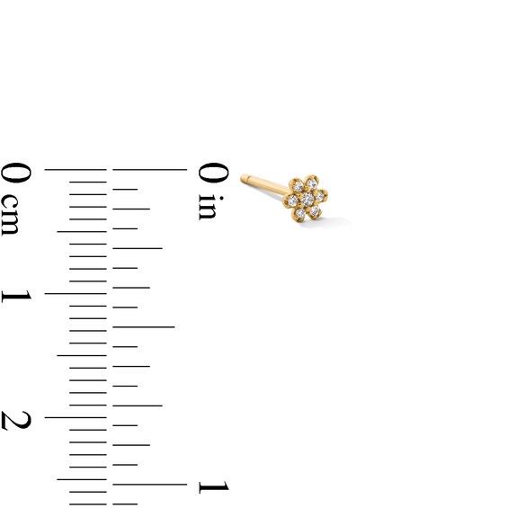 Lab-Grown Diamond Accent Flower Single Cartilage Stud Earring in 14K Gold