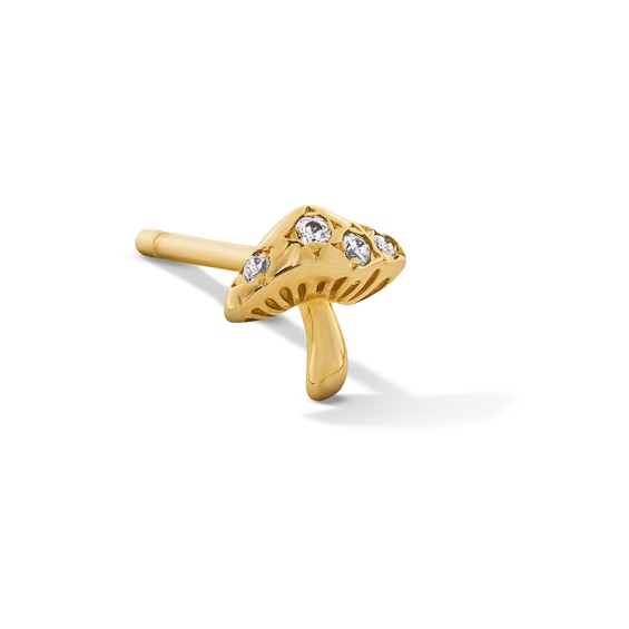 Lab-Grown Diamond Accent Mushroom Single Cartilage Stud Earring in 14K Gold