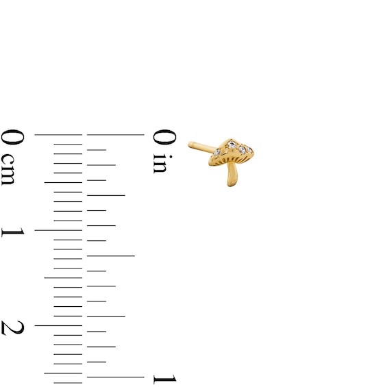 Lab-Grown Diamond Accent Mushroom Single Cartilage Stud Earring in 14K Gold