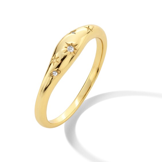 Lab-Grown Diamond Accent Etched Star Ring Sterling Silver with 18K Gold Plate