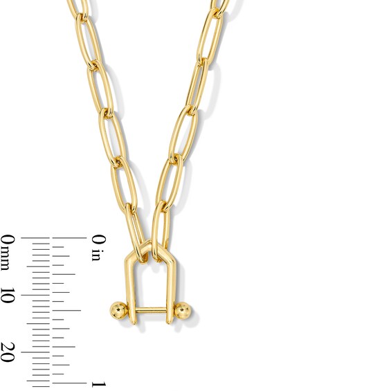 8.5mm Paper Clip Stirrup Chain Necklace in Solid Sterling Silver with 18K Gold Plate