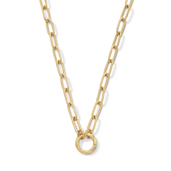 11.0mm Paper Clip Chain Necklace in Solid Sterling Silver with 18K Gold Plate
